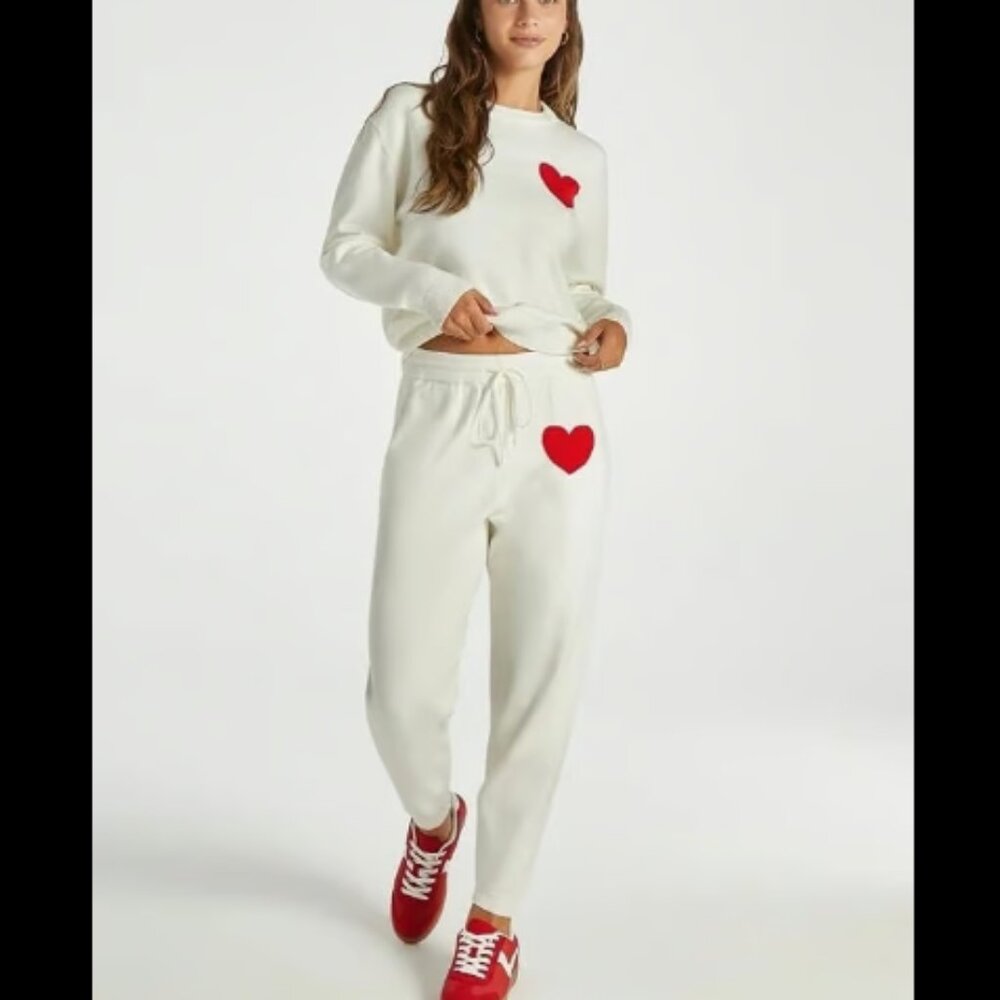 Heart 2 Heart Two Piece Set Casual Yoga Pajamas Sleep Lounge New! Sweater Pants